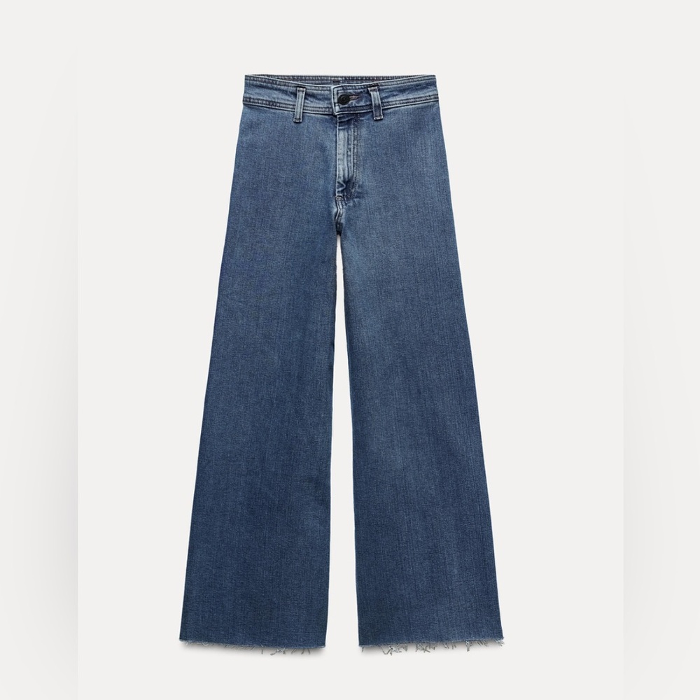 Zara Blue Flare Wide-Leg Jeans